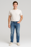 JEANS UOMO RAGAZZO SLIM VITA MEDIA BOTTONE ZIP STINTO MARCA NERO GIARDINI ART.P674341U