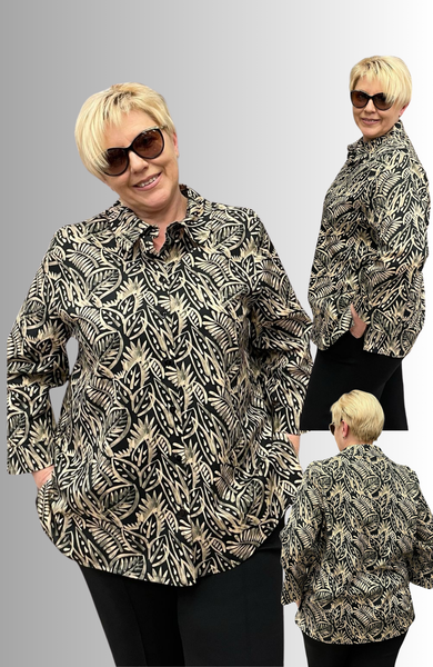 CAMICIA DONNA ELISA CASTELLI  TAGLIE OVER FANTASIA  SPACCHI VISCOSA ART. 1543