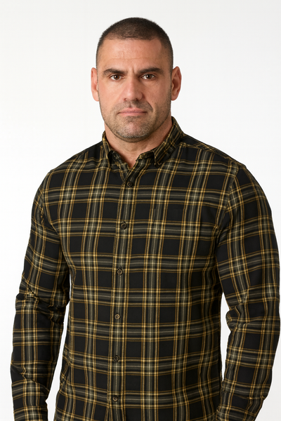 CAMICIA UOMO COTONE SCOZZESE BOTTONI STONDATA TASCA MARCA SUPERDRY ART. M4010737A