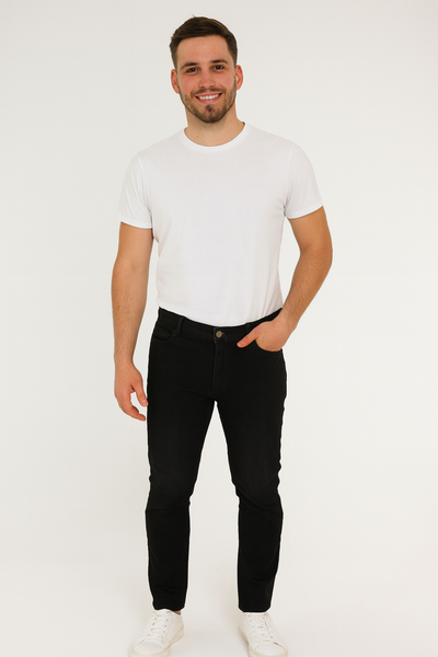 JEANS UOMO ZIP BOTTONE TASCHE CLASSICO NERO MARCA HOLIDAY ART. GENY