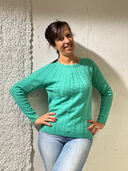 MAGLIONE DONNA RAGAZZA LANA TRECCE GIROCOLLO MARCA VALERIA GHITTORI ART. 1027
