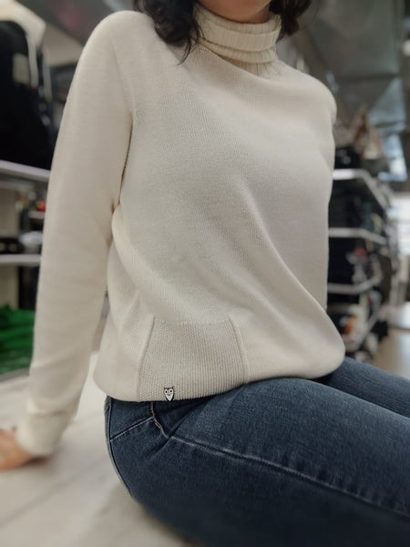 MAGLIONE DONNA LANA DOLCEVITA POLSINI FASCIA LUREX MARCA RIVA TRICOT ART. S915636