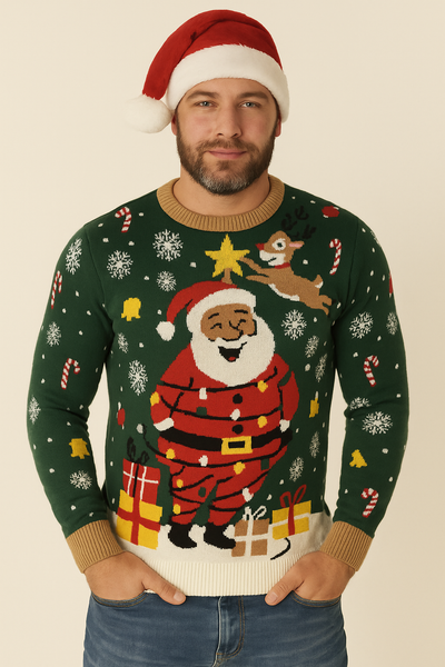 MAGLIONE UOMO GIROCOLLO POLSINI FASCIA LUCINE NATALIZIO MARCA JULE ART.22LEDA2