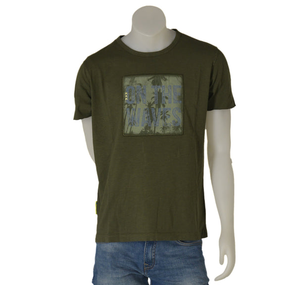 T-SHIRT UOMO COTONE MEZZA MANICA GIROCOLLO STAMPA MARCA SEA BARRIER ART. ZABA