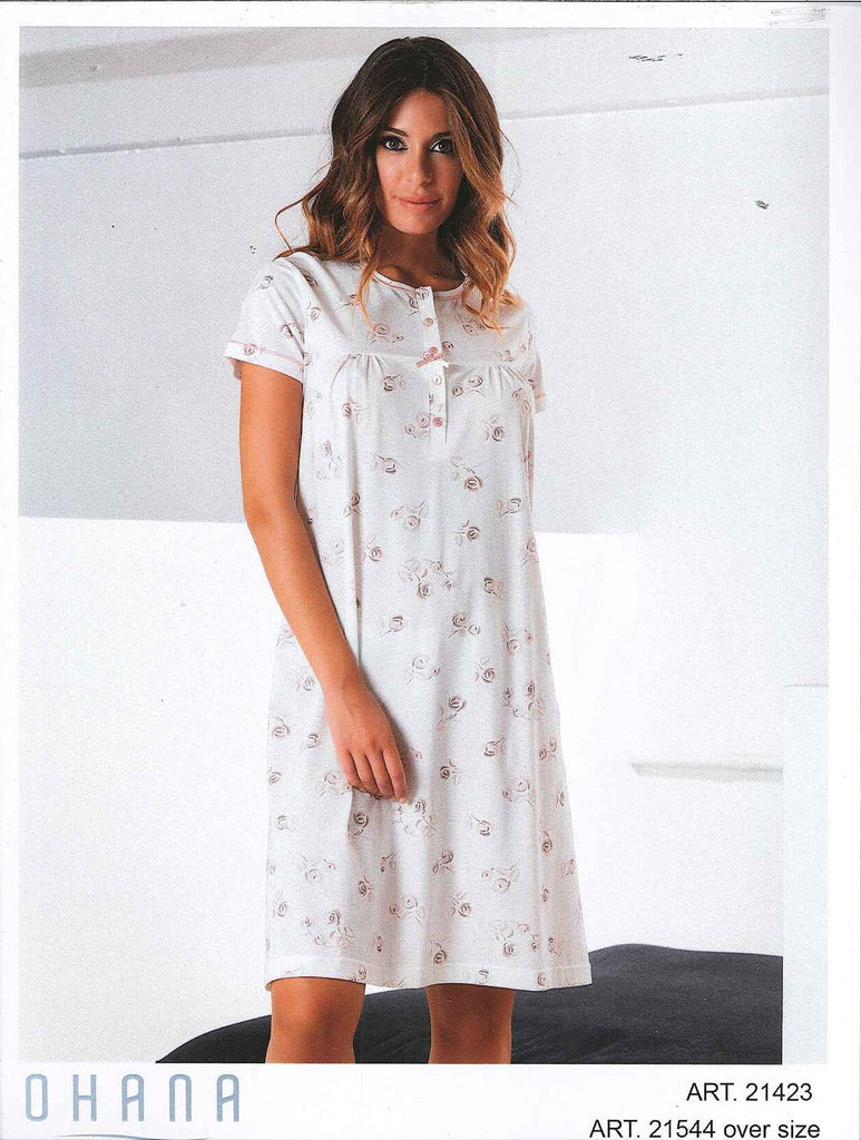 Camicia Da Notte Donna In Cotone Con Collo Quattro Bottoni Articolo Violet La003191pb401 - Foto 6