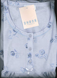 CAMICIA DA NOTTE CALIBRATA DONNA MEZZA MANICA BOTTONI PURO COTONE FIORI OHANA ART. 21544