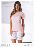 PIGIAMA CORTO CALIBRATO DONNA RAGAZZA SERAFINO PURO COTONE FIORI OHANA ART. 21540