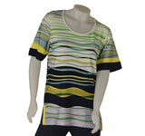 T-SHIRT DONNA GIROCOLLO MEZZA MANICA SPACCHETTI MULTIRIGHE MORBIDA MARCA SILCO GAIA B ART. 119