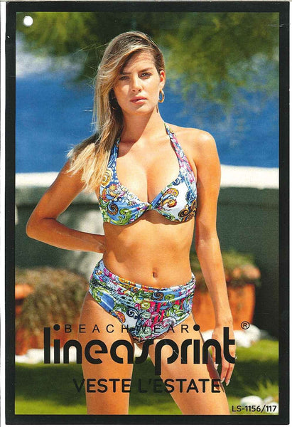 BIKINI DONNA RAGAZZA SPIAGGIA DOUBLE FACE FERRETTO NODO FANTASIA ARRICCIATURA MARCA LINEA SPRINT ART. ATENA