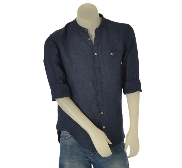 CAMICIA UOMO LINO BOTTONI MANICA LUNGA COREANA TASCHINO MORBIDA LEGGERA MARCA X-CAPE ART. REY