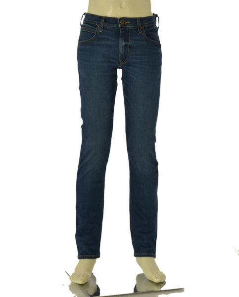 JEANS UOMO ZIP BOTTONE CINQUE TASCHE SCURO SLIM TAPARED MARCA LEE ART. LUKE