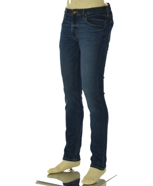 JEANS UOMO ZIP BOTTONE CINQUE TASCHE SCURO SLIM TAPARED MARCA LEE ART. LUKE