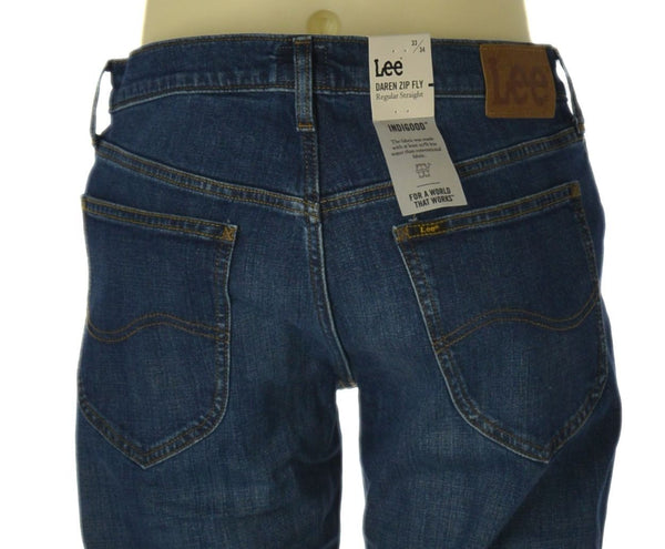 JEANS UOMO ZIP BOTTONE CINQUE TASCHE SCURO REGULAR STRAIGHT MARCA LEE ART. DAREN
