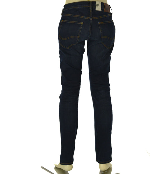 JEANS UOMO ZIP BOTTONE CINQUE TASCHE SCURO SLIM TAPARED MARCA LEE ART. LUKE