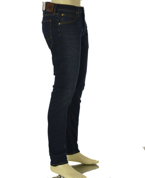 JEANS UOMO ZIP BOTTONE CINQUE TASCHE SCURO SLIM TAPARED MARCA LEE ART. LUKE