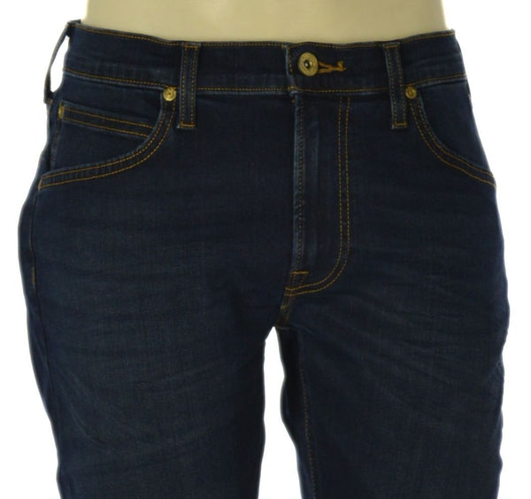 JEANS UOMO ZIP BOTTONE CINQUE TASCHE SCURO SLIM TAPARED MARCA LEE ART. LUKE