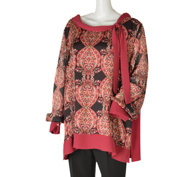 CASACCA DONNA CONFORMATA GIROCOLLO NODO VOILE FANTASIA SPACCHETTI MARCA DIVA ART. 3342