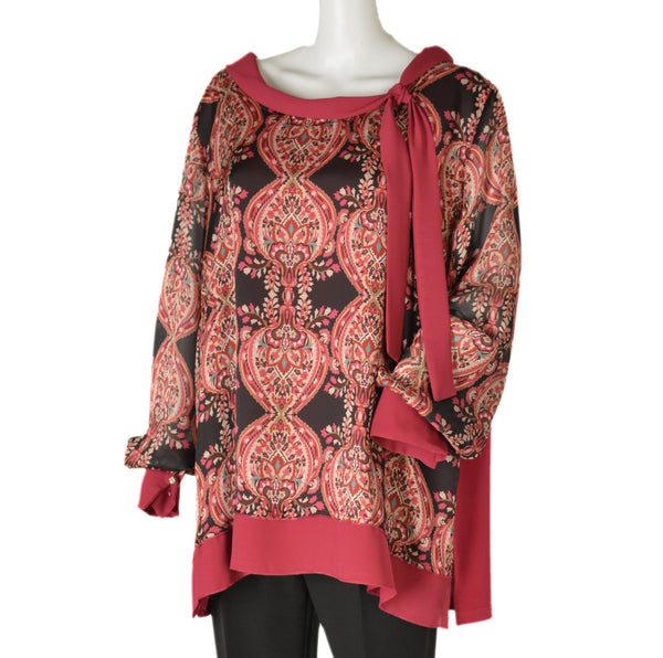 CASACCA DONNA CONFORMATA GIROCOLLO NODO VOILE FANTASIA SPACCHETTI MARCA DIVA ART. 3342