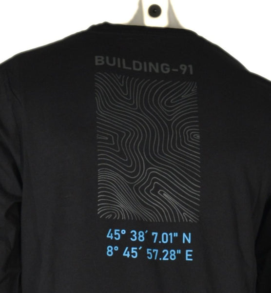 T-SHIRT UOMO COTONE GIROCOLLO MANICA LUNGA STAMPE MARCA BUILDING-91 ART. MO574