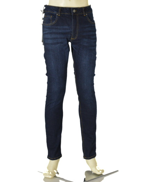 JEANS UOMO ZIP BOTTONE TASCHE SLIM SCURO SCHIARITURE MARCA URBAN RING ART. UR515002