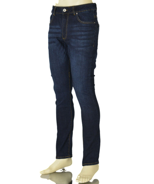 JEANS UOMO ZIP BOTTONE TASCHE SLIM SCURO SCHIARITURE MARCA URBAN RING ART. UR515002