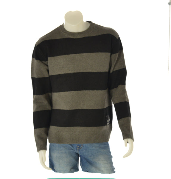 MAGLIONE UOMO GIROCOLLO POLSINI FASCIA RIGATO MARCA LOSAN ART. LMNAP0202_23008