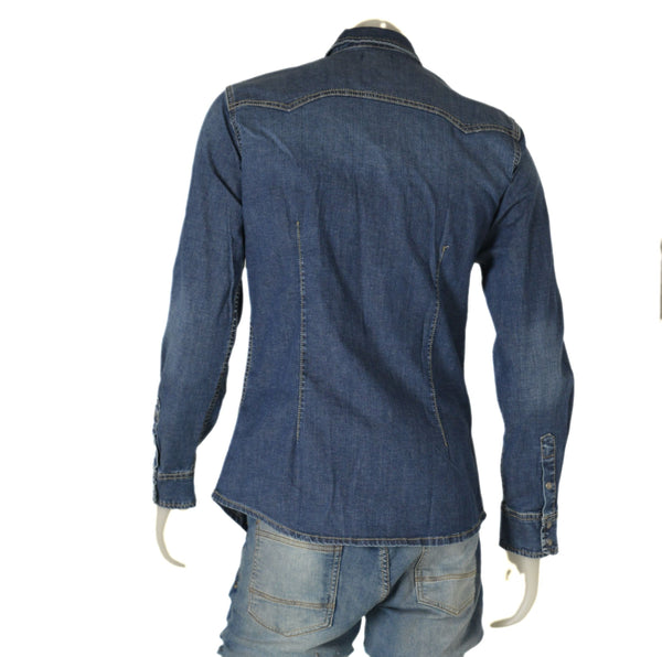 CAMICIA UOMO JEANS MANICA LUNGA AUTOMATICI TASCHE STONDATA MARCA GAS ART.KANT96682