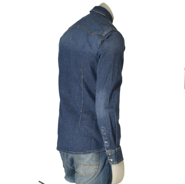 CAMICIA UOMO JEANS MANICA LUNGA AUTOMATICI TASCHE STONDATA MARCA GAS ART.KANT96682