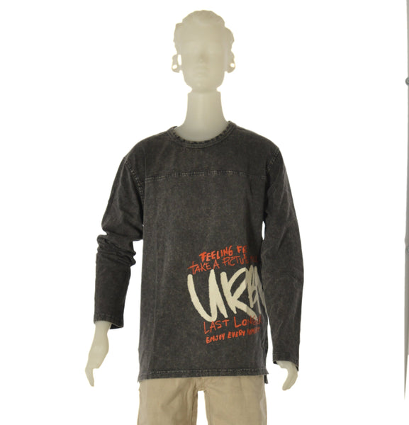 T-SHIRT RAGAZZO COTONE GIROCOLLO MANICA LUNGA STAMPA SBIADITA MARCA LOSAN ART. LJBA0103_2303