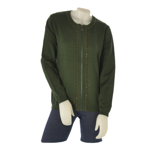 CARDIGAN DONNA ZIP POLSINI FASCIA STRASS MARCA COVERI ART. DC840
