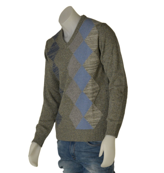 MAGLIONE UOMO RAGAZZO ROMBI SCOLLO V MARCA RE DEL MARE ART. 22 3771