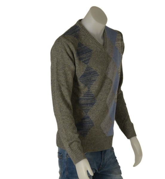 MAGLIONE UOMO RAGAZZO ROMBI SCOLLO V MARCA RE DEL MARE ART. 22 3771