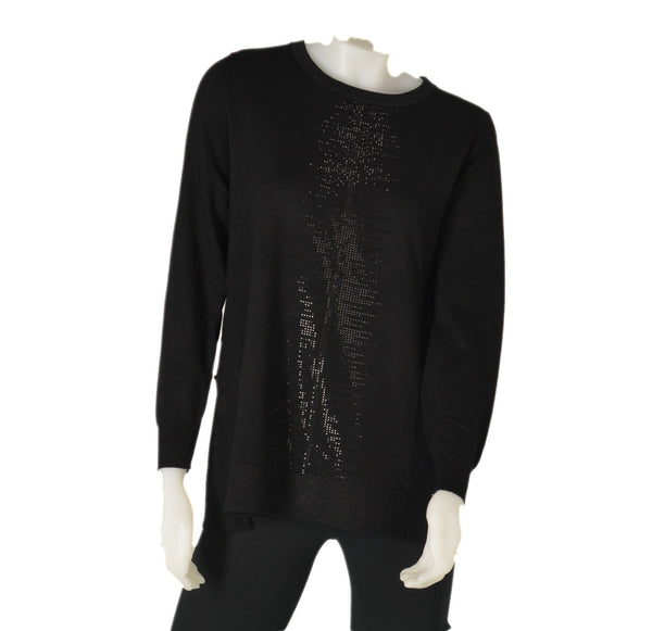 MAGLIONE DONNA GIROCOLLO POLSINI FASCIA STRASS  LUREX SPACCHETTO MARCA COVERI ART. DC829
