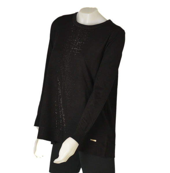 MAGLIONE DONNA GIROCOLLO POLSINI FASCIA STRASS  LUREX SPACCHETTO MARCA COVERI ART. DC829
