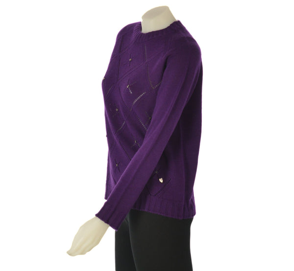 MAGLIONE DONNA GIROCOLLO BORDINO FASCIA ROMBI PUNTO LUCE MARCA RIVA TRICOT ART. S915301