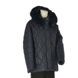 GIACCONE DONNA CONFORMATO ZIP BOTTONI TASCHE CAPPUCCIO ECOPELLICCIA LAVORATO MARCA VIRGINIABLU ART. CONF-REBECCA-41C