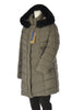 GIACCONE DONNA CONFORMATO ZIP AUTOMATICI TASCHE CAPPUCCIO ECOPELLICCIA MARCA VIRGINIA BLU ART CONF-GISELLA-42L