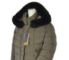 GIACCONE DONNA CONFORMATO ZIP AUTOMATICI TASCHE CAPPUCCIO ECOPELLICCIA MARCA VIRGINIA BLU ART CONF-GISELLA-42L