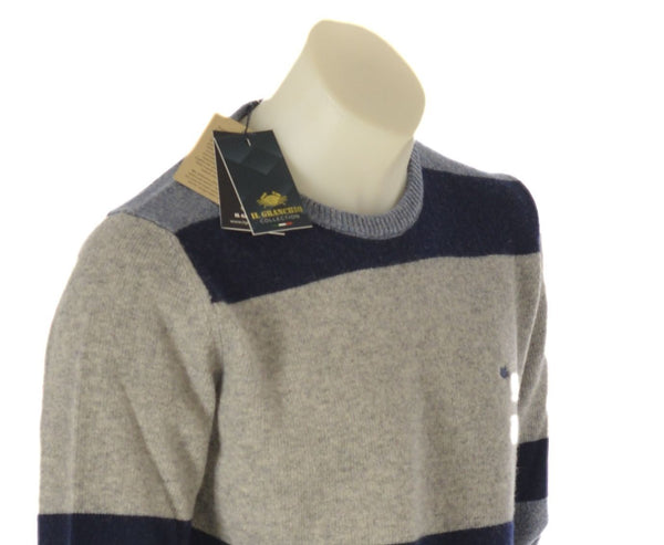 MAGLIONE UOMO RAGAZZO GIROCOLLO RIGHE MARCA GRANCHIO ART. GR1424