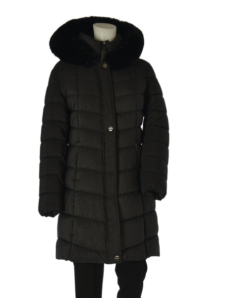 GIACCONE DONNA ZIP BOTTONI POLSINI  CAPPUCCIO ECOPELLICCIA LAVORATO MARCA VIRGINIABLU ART. GISELLA