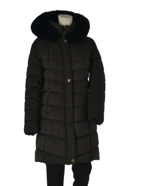 GIACCONE DONNA ZIP BOTTONI POLSINI  CAPPUCCIO ECOPELLICCIA LAVORATO MARCA VIRGINIABLU ART. GISELLA