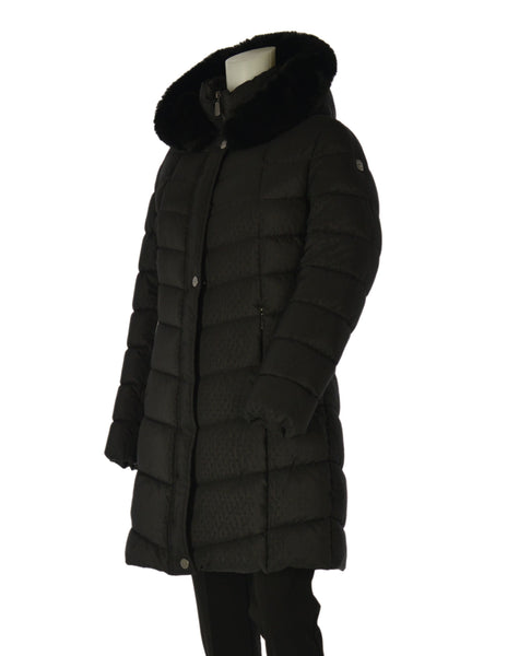 GIACCONE DONNA ZIP BOTTONI POLSINI  CAPPUCCIO ECOPELLICCIA LAVORATO MARCA VIRGINIABLU ART. GISELLA