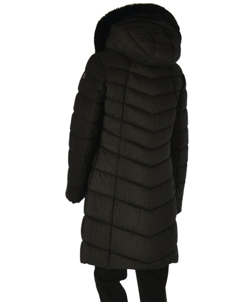 GIACCONE DONNA ZIP BOTTONI POLSINI  CAPPUCCIO ECOPELLICCIA LAVORATO MARCA VIRGINIABLU ART. GISELLA