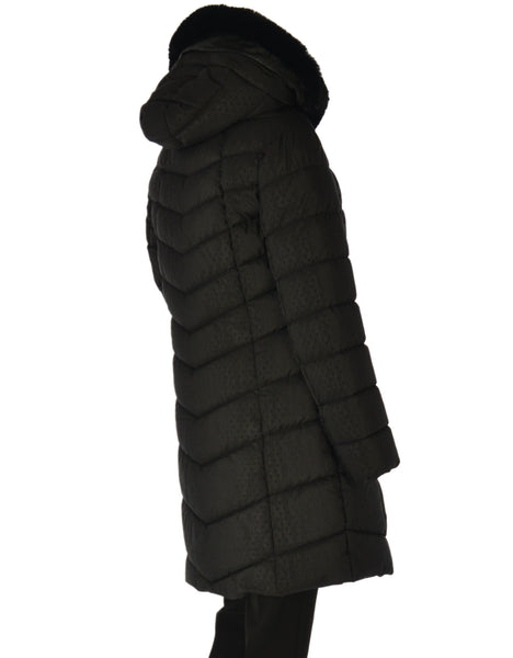 GIACCONE DONNA ZIP BOTTONI POLSINI  CAPPUCCIO ECOPELLICCIA LAVORATO MARCA VIRGINIABLU ART. GISELLA