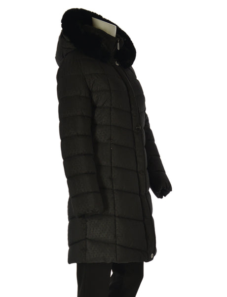 GIACCONE DONNA ZIP BOTTONI POLSINI  CAPPUCCIO ECOPELLICCIA LAVORATO MARCA VIRGINIABLU ART. GISELLA