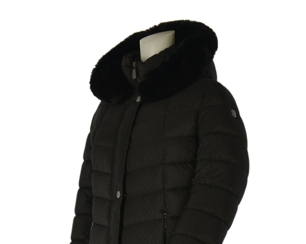 GIACCONE DONNA ZIP BOTTONI POLSINI  CAPPUCCIO ECOPELLICCIA LAVORATO MARCA VIRGINIABLU ART. GISELLA