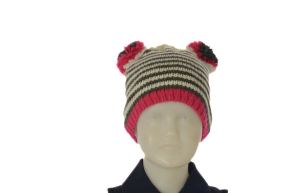 CAPPELLO BAMBINA RIGHE PON PON PILE MORBIDO CALDO MARCA ELLEPI ART. BH7909