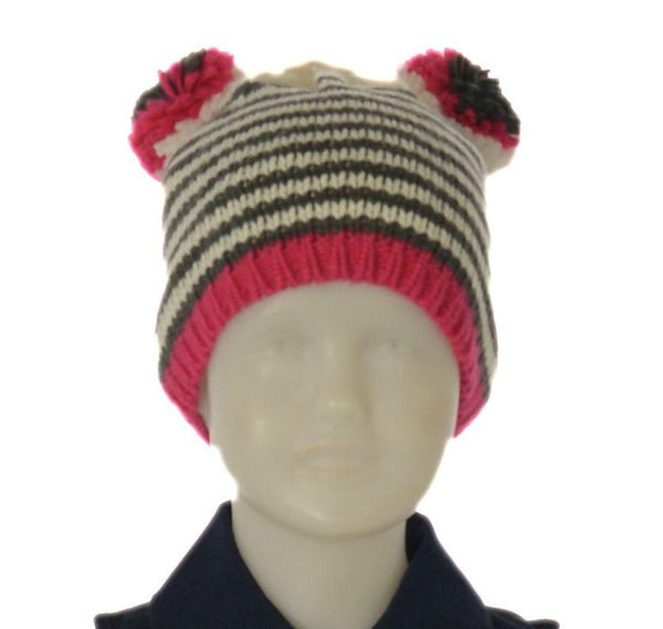 CAPPELLO BAMBINA RIGHE PON PON PILE MORBIDO CALDO MARCA ELLEPI ART. BH7909