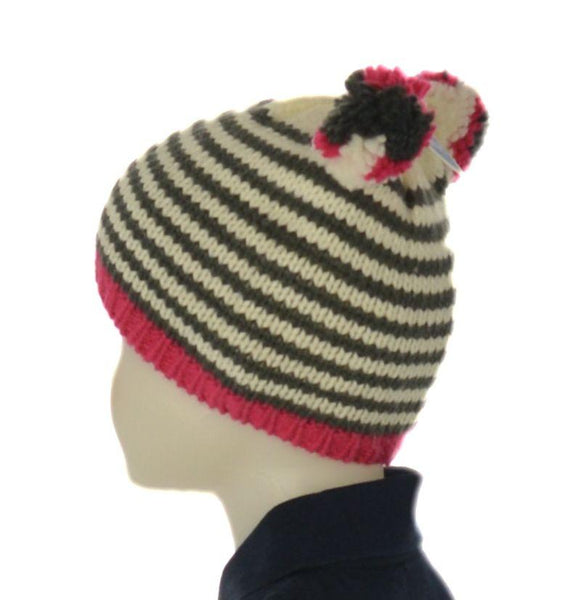 CAPPELLO BAMBINA RIGHE PON PON PILE MORBIDO CALDO MARCA ELLEPI ART. BH7909