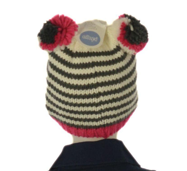 CAPPELLO BAMBINA RIGHE PON PON PILE MORBIDO CALDO MARCA ELLEPI ART. BH7909